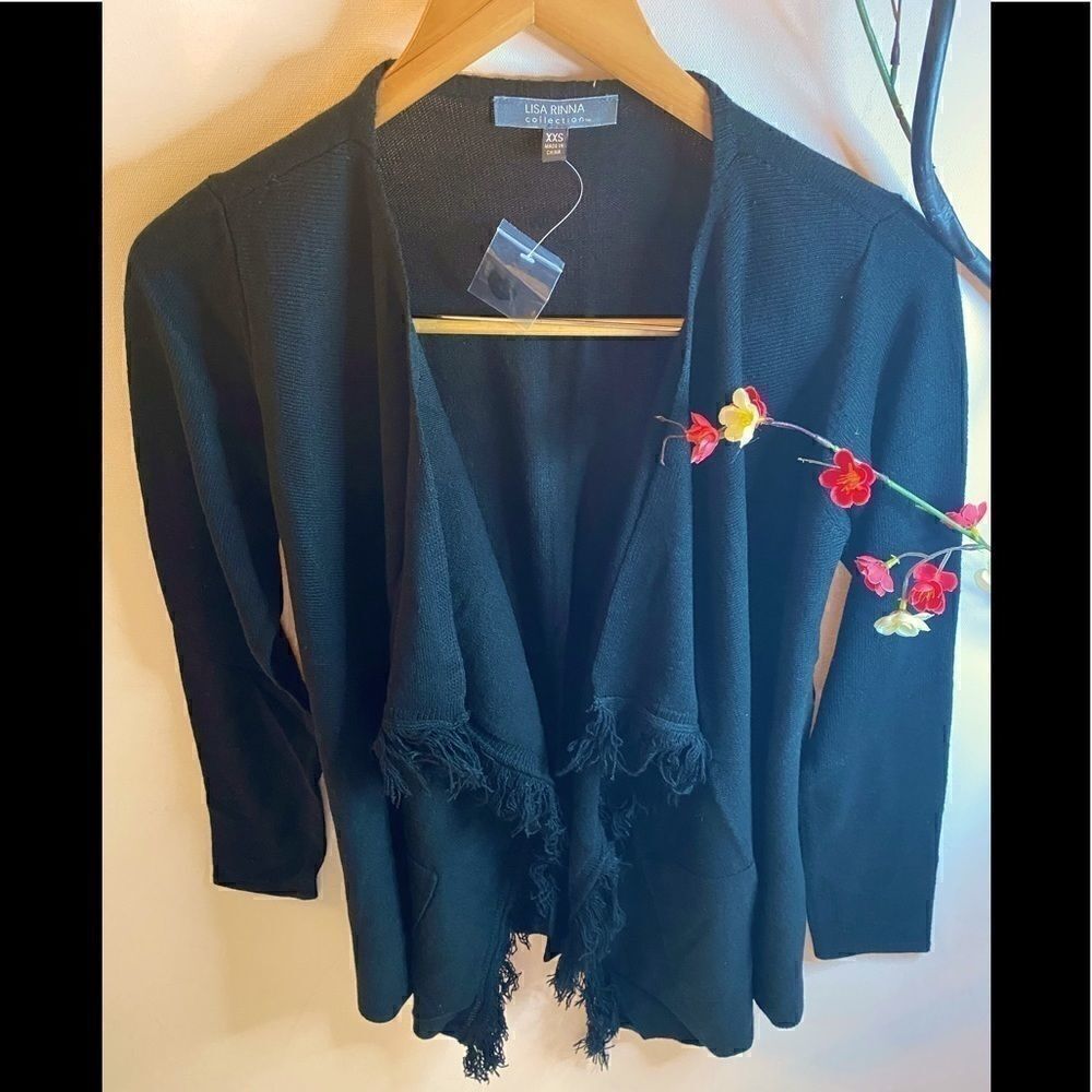 🛍Lisa Rinna open front fringe cardigan XXS